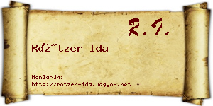 Rötzer Ida névjegykártya
